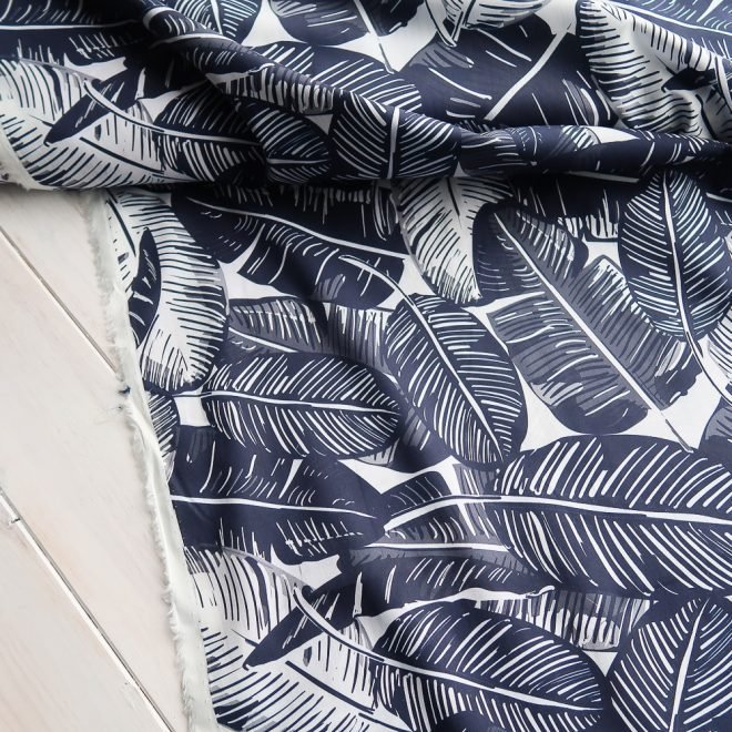 Feather Palm - Navy - Cotton Lawn - Image 6