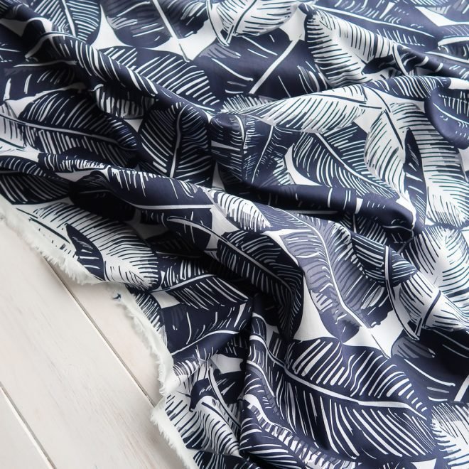 Feather Palm - Navy - Cotton Lawn - Image 5