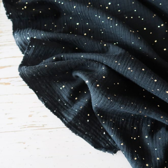 Gold Speckled Double Gauze - Black - Image 4