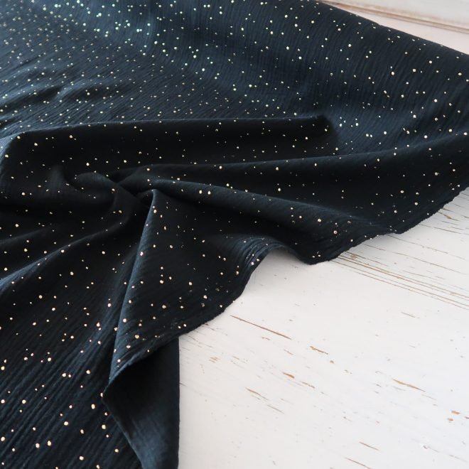 Gold Speckled Double Gauze - Black - Image 2