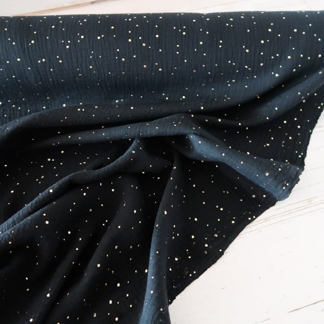 Gold Speckled Double Gauze - Black
