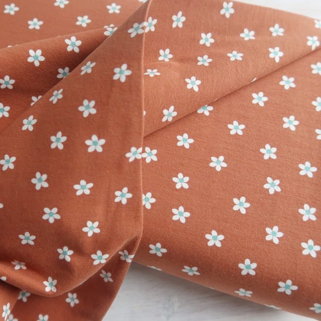 Ditsy Daisy Cotton Jersey - Rust