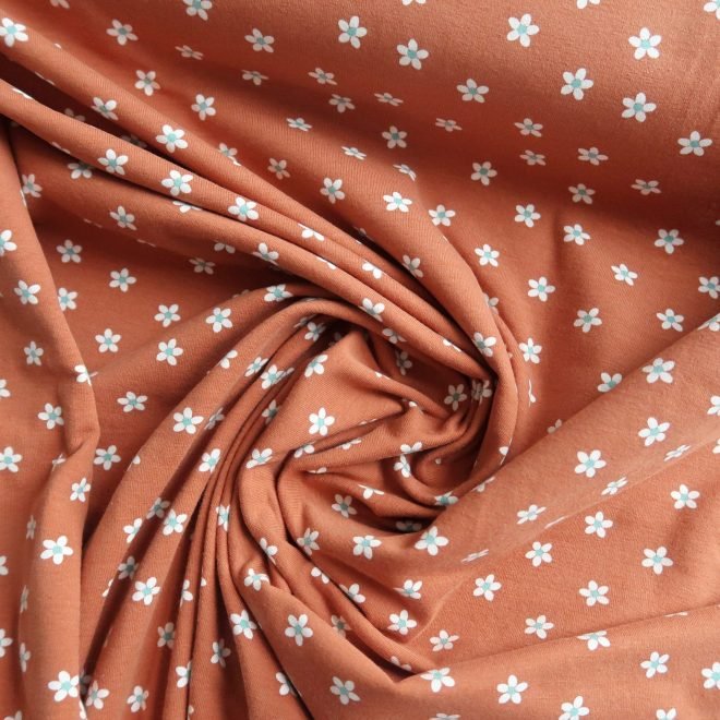Ditsy Daisy Cotton Jersey - Rust - Image 3