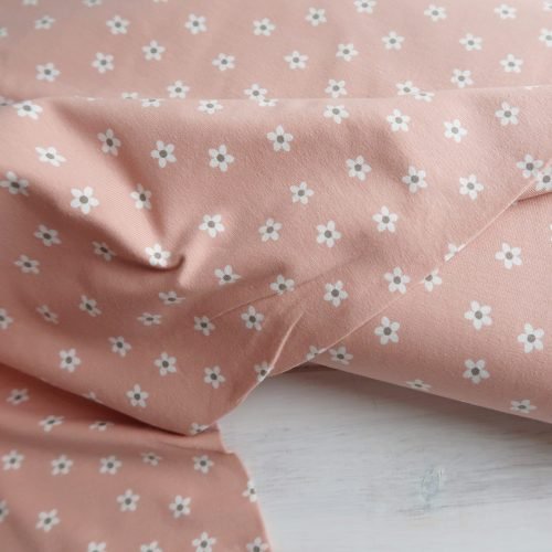 Ditsy Daisy Cotton Jersey - Pale Pink