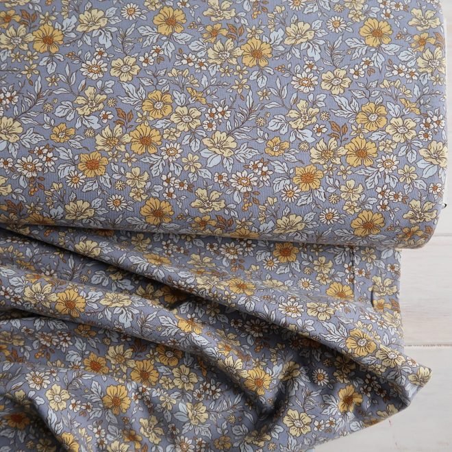 Vintage Floral Cotton Jersey - Denim