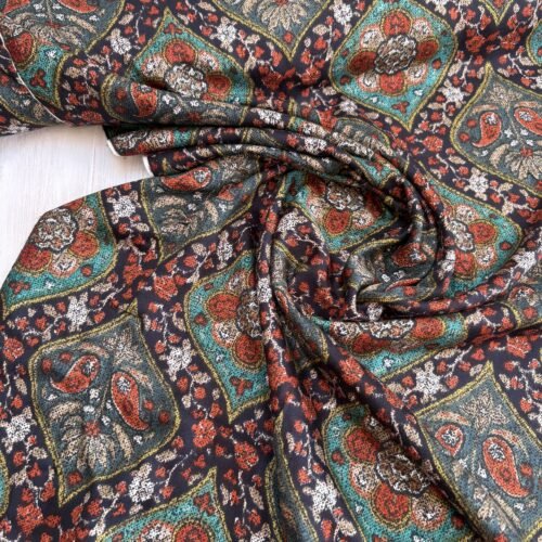 Persian Motif Rust - Viscose Twill