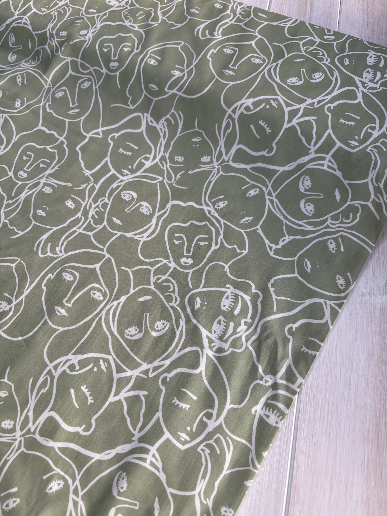 Crowded Faces - Sage - Cotton Lawn - Image 6