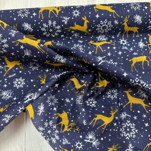 Dancing Deer - Blue - Polycotton