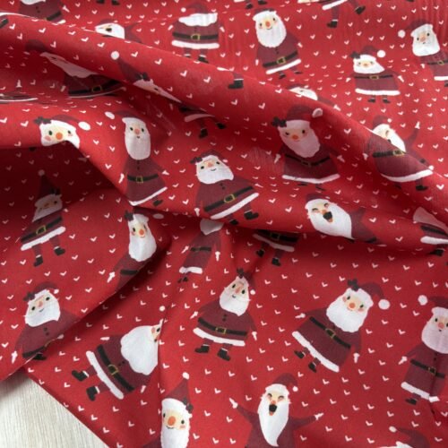 Happy Santas - Red - Polycotton