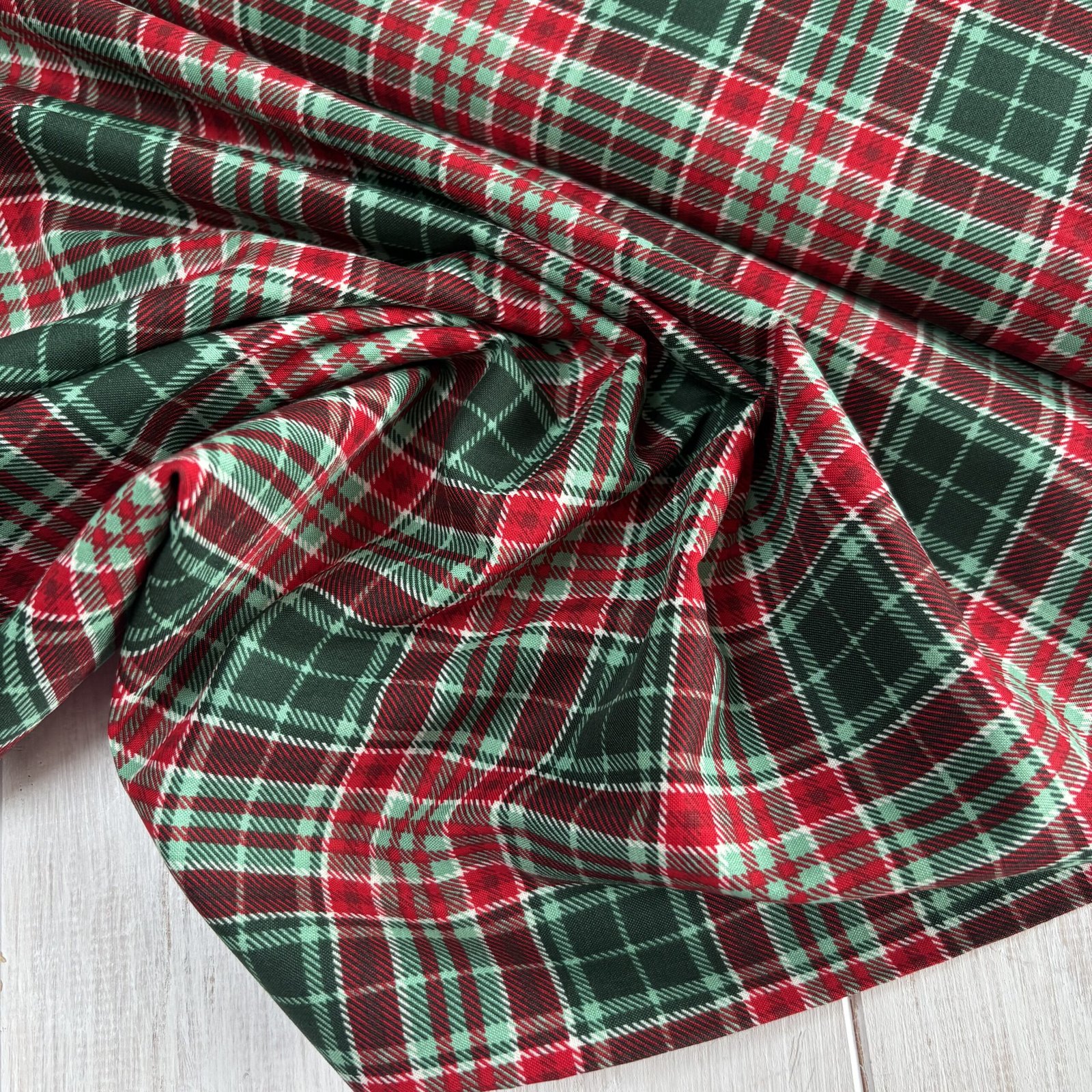 Christmas Tartan Cotton - Green - Image 4