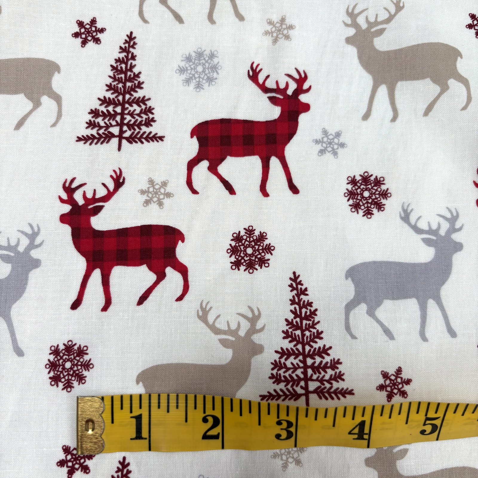 Tartan Reindeer Cotton - Ecru - Image 2