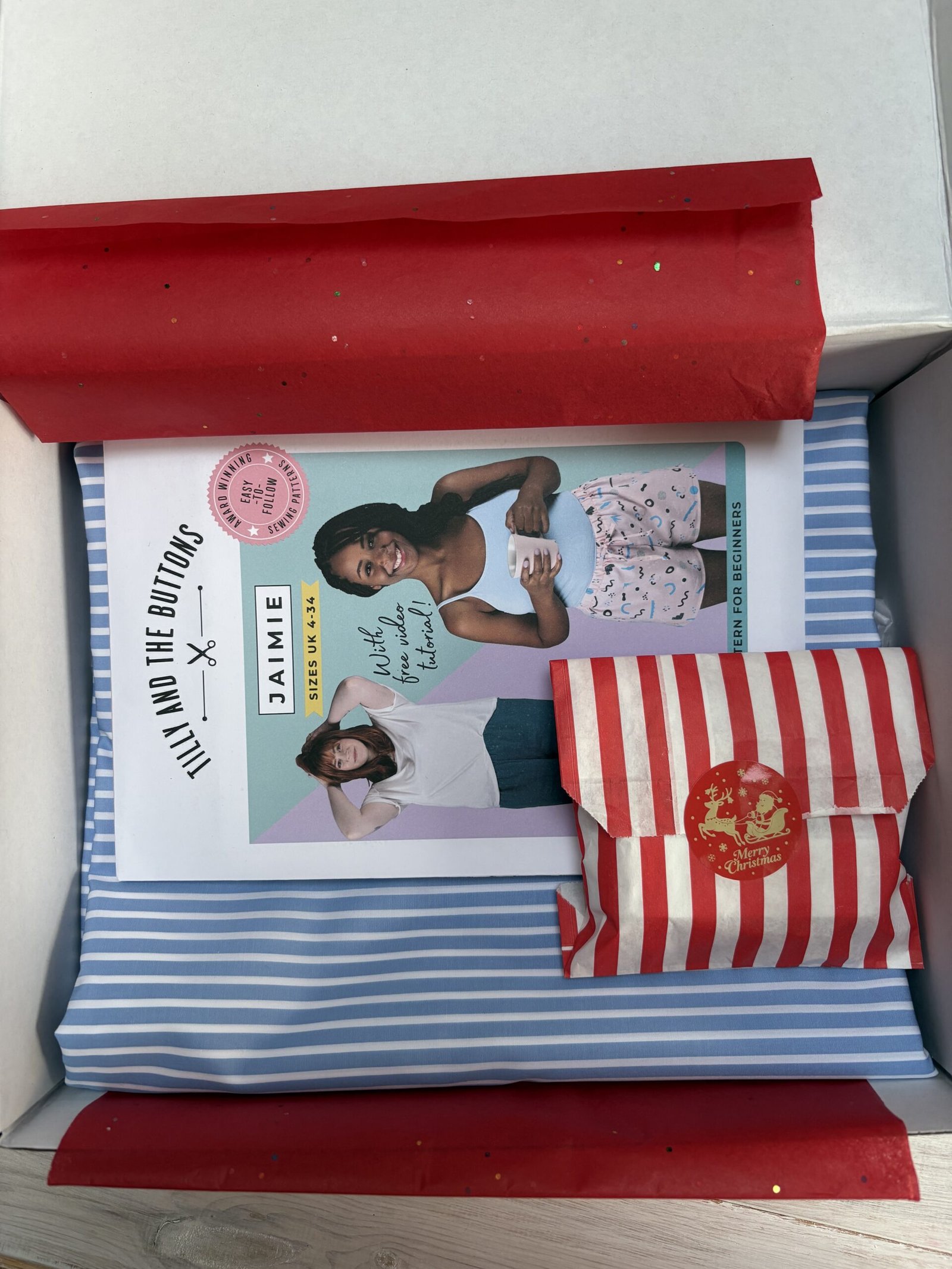 Pyjama Bottoms Sewing Kit - Blue Stripe - Image 2